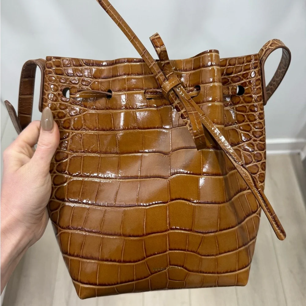 Mansur Gavriel Tan Croc-Embossed Mini Bag - Picture 7 of 7